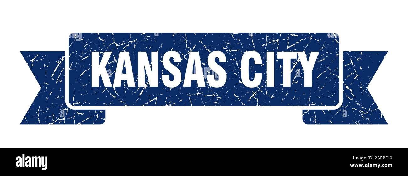 Kansas City ribbon. Blue Kansas City grunge band sign Stock Vector ...