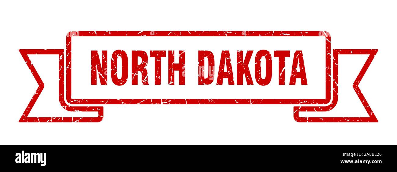 North Dakota ribbon. Red North Dakota grunge band sign Stock Vector