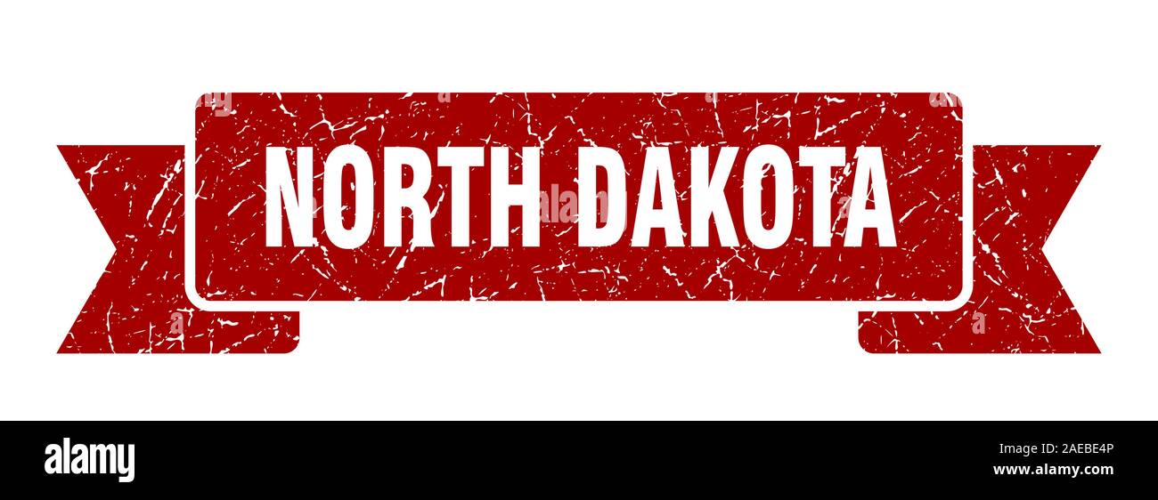 North Dakota ribbon. Red North Dakota grunge band sign Stock Vector