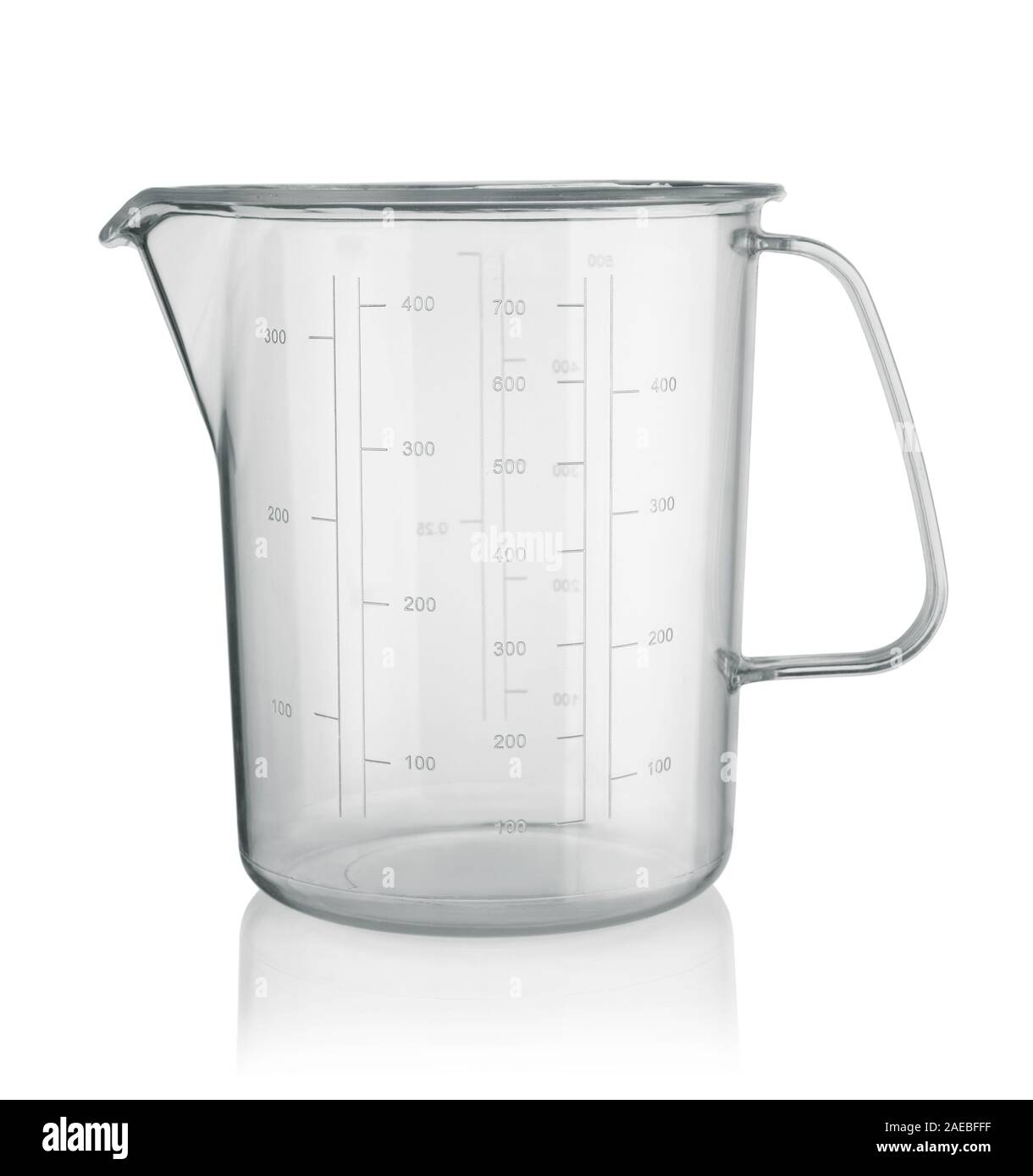 Plastic measuring cup isolated on a white background Stock Photo