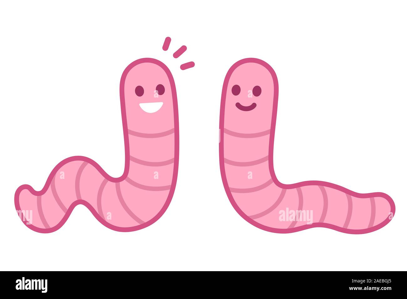 Cute cartoon worms drawing. Two little earthworm talking and smiling.  Isolated vector clip art illustration Stock Vector Image & Art - Alamy