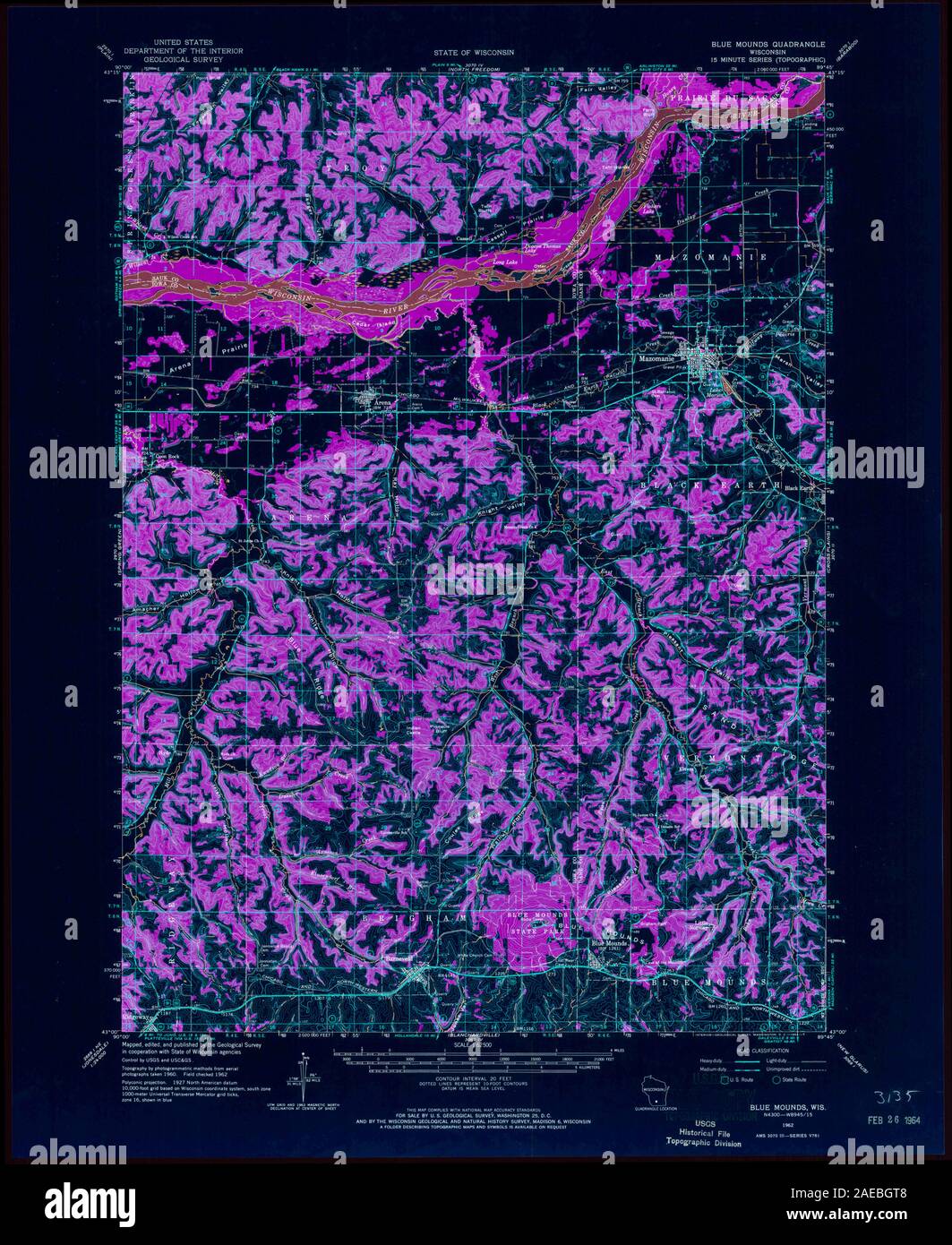 WI Blue Mounds 801412 1962 62500 Inverted Restoration Stock Photo Alamy