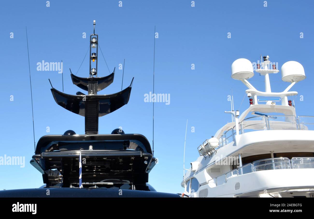 and Navigation system tower on a luxurious yachts
