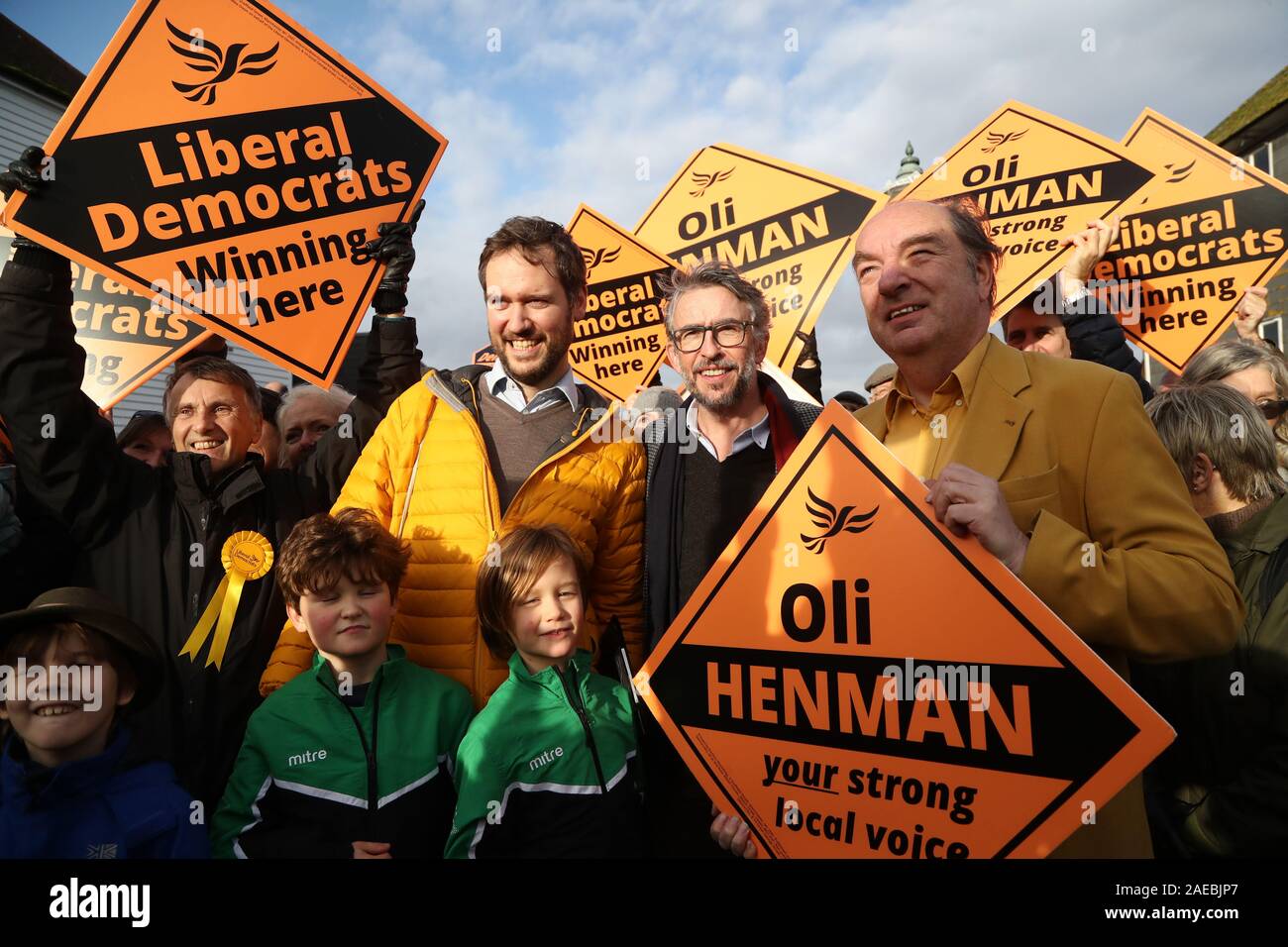Actor Steve Coogan canvassing in Lewes, in the Lewes constituency with Liberal Democrat candidate Oliver Henman. PA Photo. Picture date: Sunday December 8, 2019. Photo credit should read: Gareth Fuller/PA Wire Stock Photo