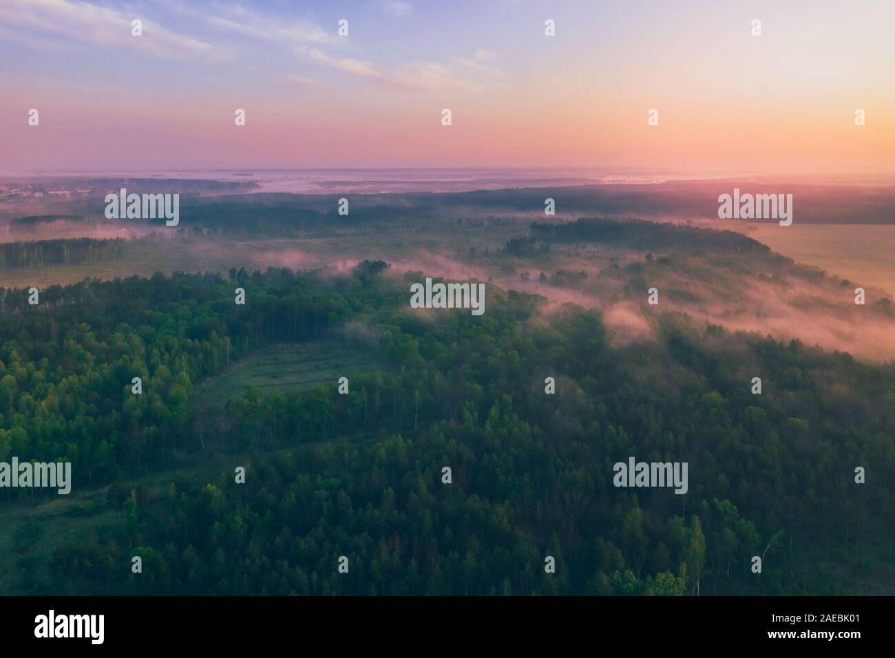 Aerial sunset view pine forest hi-res stock photography and images - Alamy