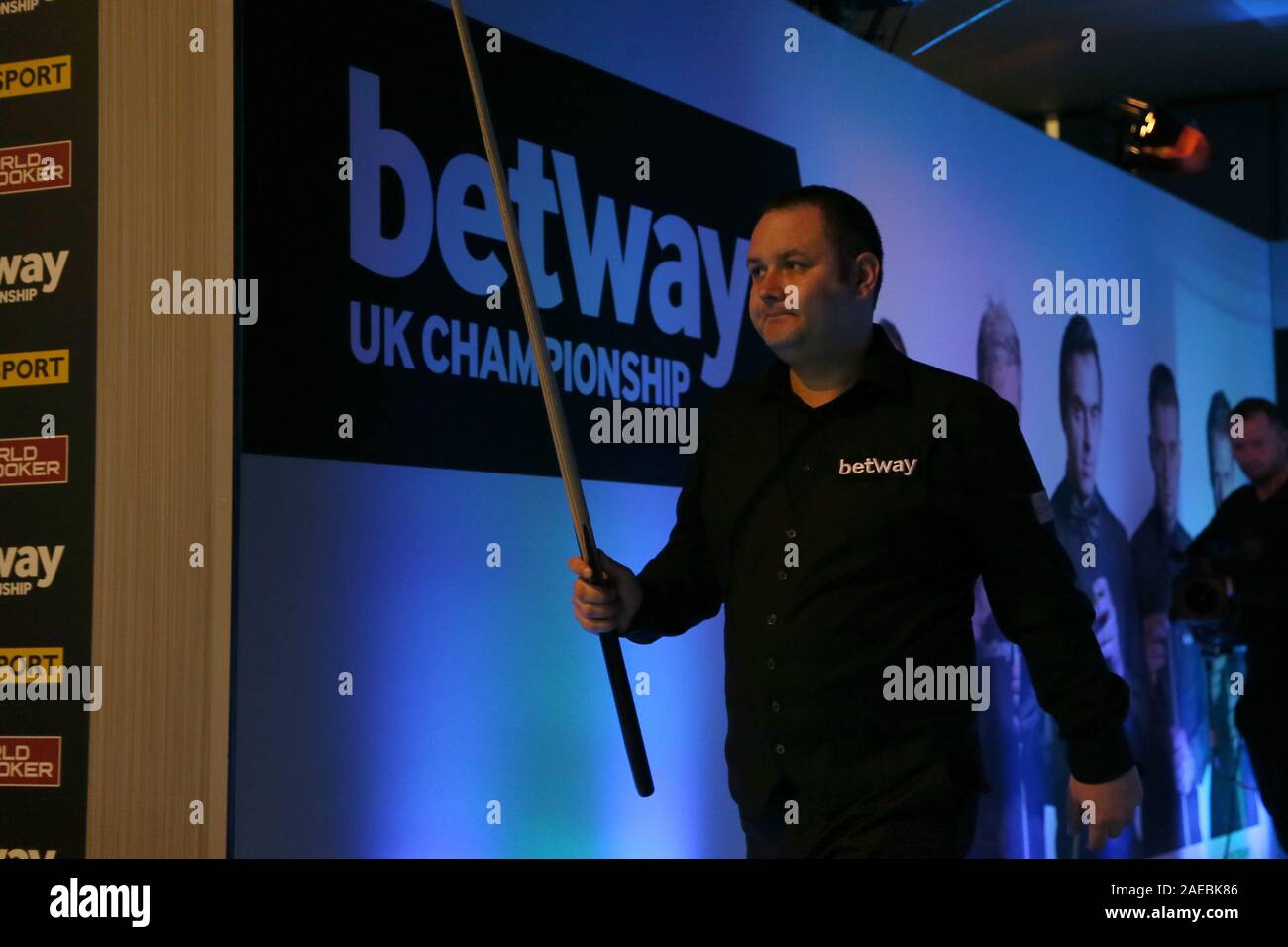 Stephen Maguire enters the arena ahead of the final on day twelve of the Betway UK Championship at the York Barbican. Stock Photo