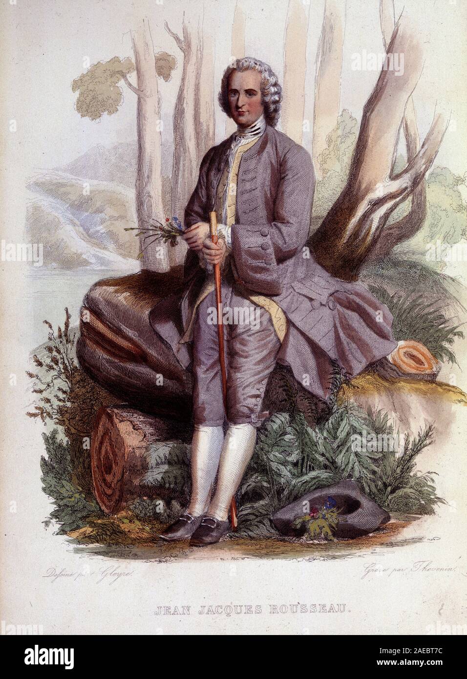 Jean Jacques Rousseau - in "Le Plutarque francais", Ed. Mennechet,  1844-1847 Stock Photo - Alamy