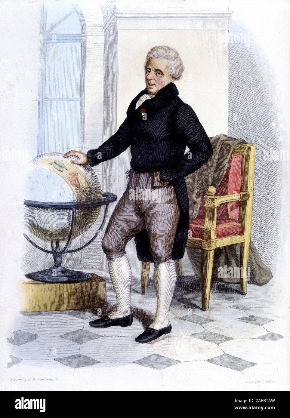 Portrait du Marquis Pierre Simon de Laplace (1749-1827), astronome, mathematicien et physicien francais. - in 'Le Plutarque francais', Ed. Mennechet, Stock Photo