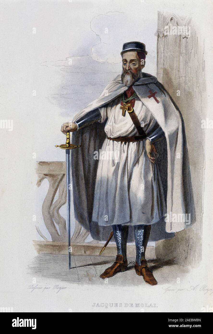 Portrait of Jacques of Molay (Molai) (1243-1314), Grand Master of the  Knights Templar.