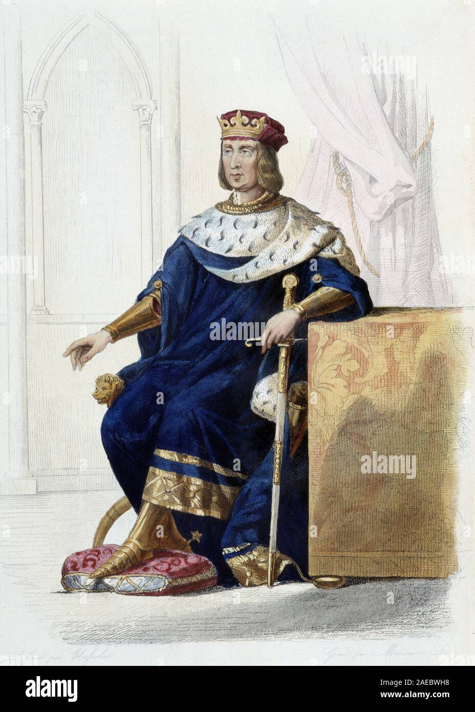 Portrait de Louis XII (1462-1515) - in 'Le Plutarque francais', Ed. Mennechet, 1844-1847 Stock Photo