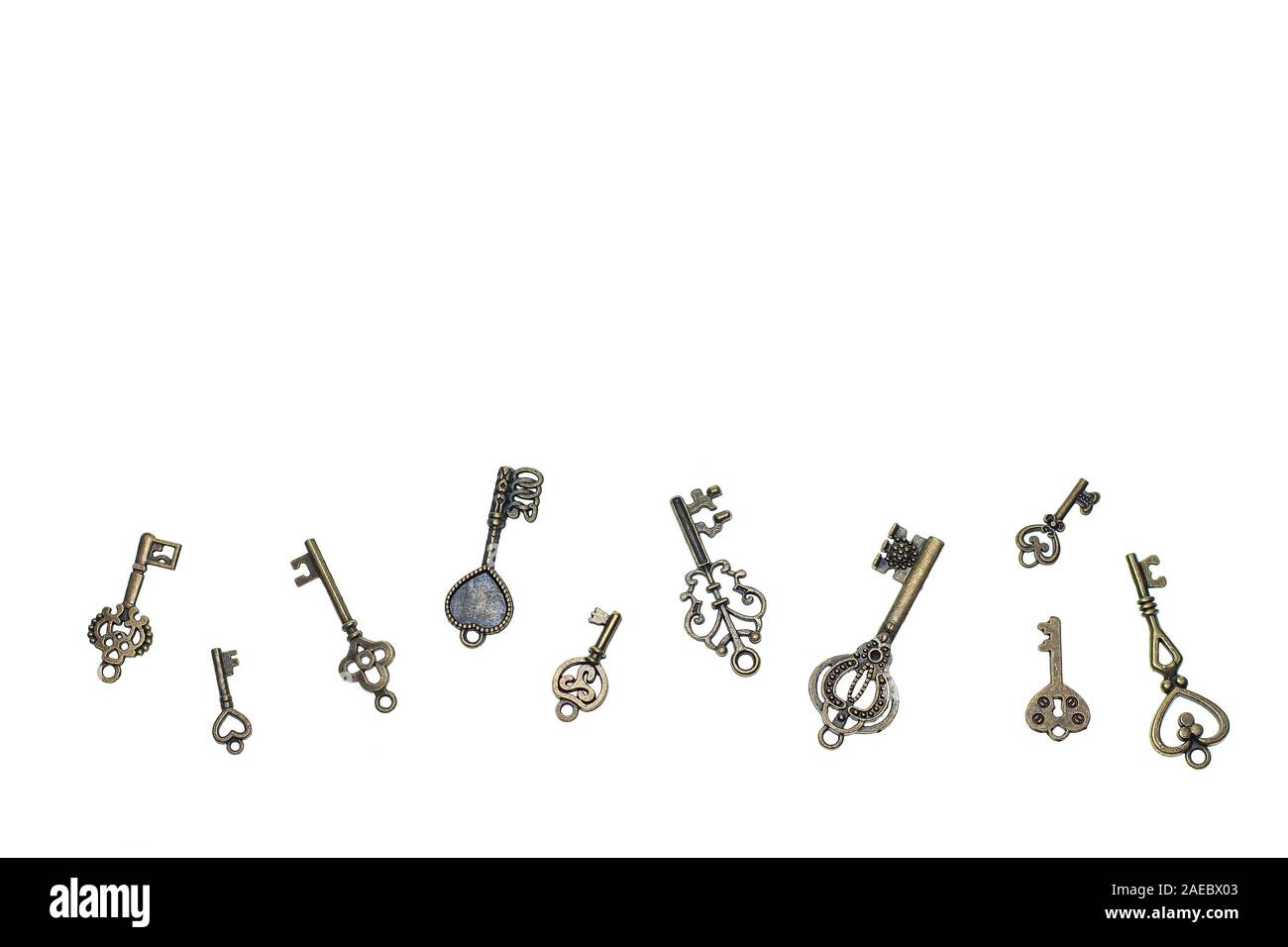 Set of vintage skeleton keys on a white background Stock Photo - Alamy