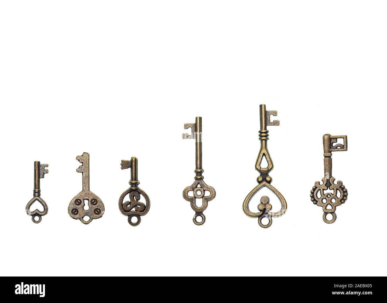 Set of vintage skeleton keys on a white background Stock Photo Alamy
