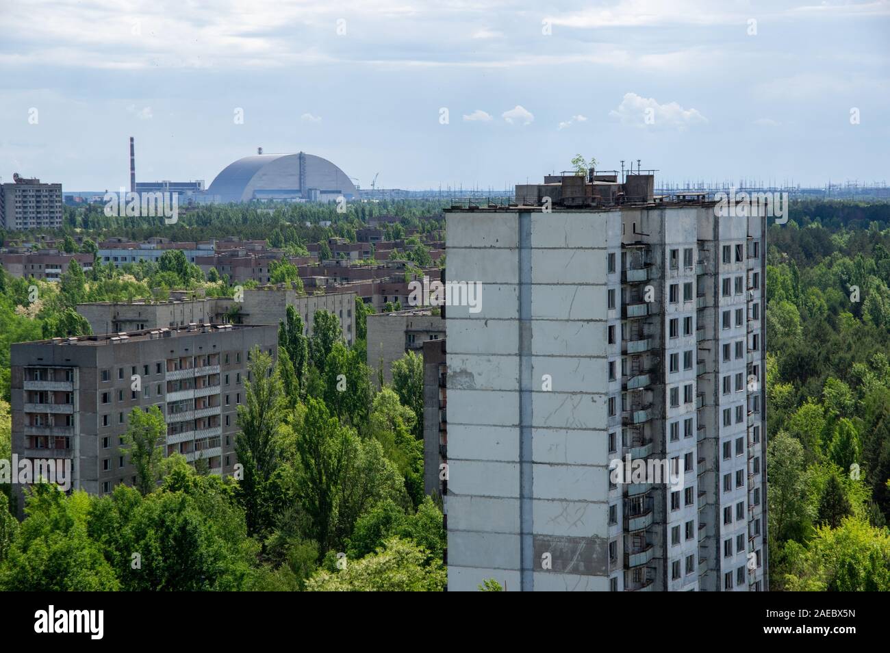 Chernobyl New Safe Confinement view from Pripyat Stock Photo