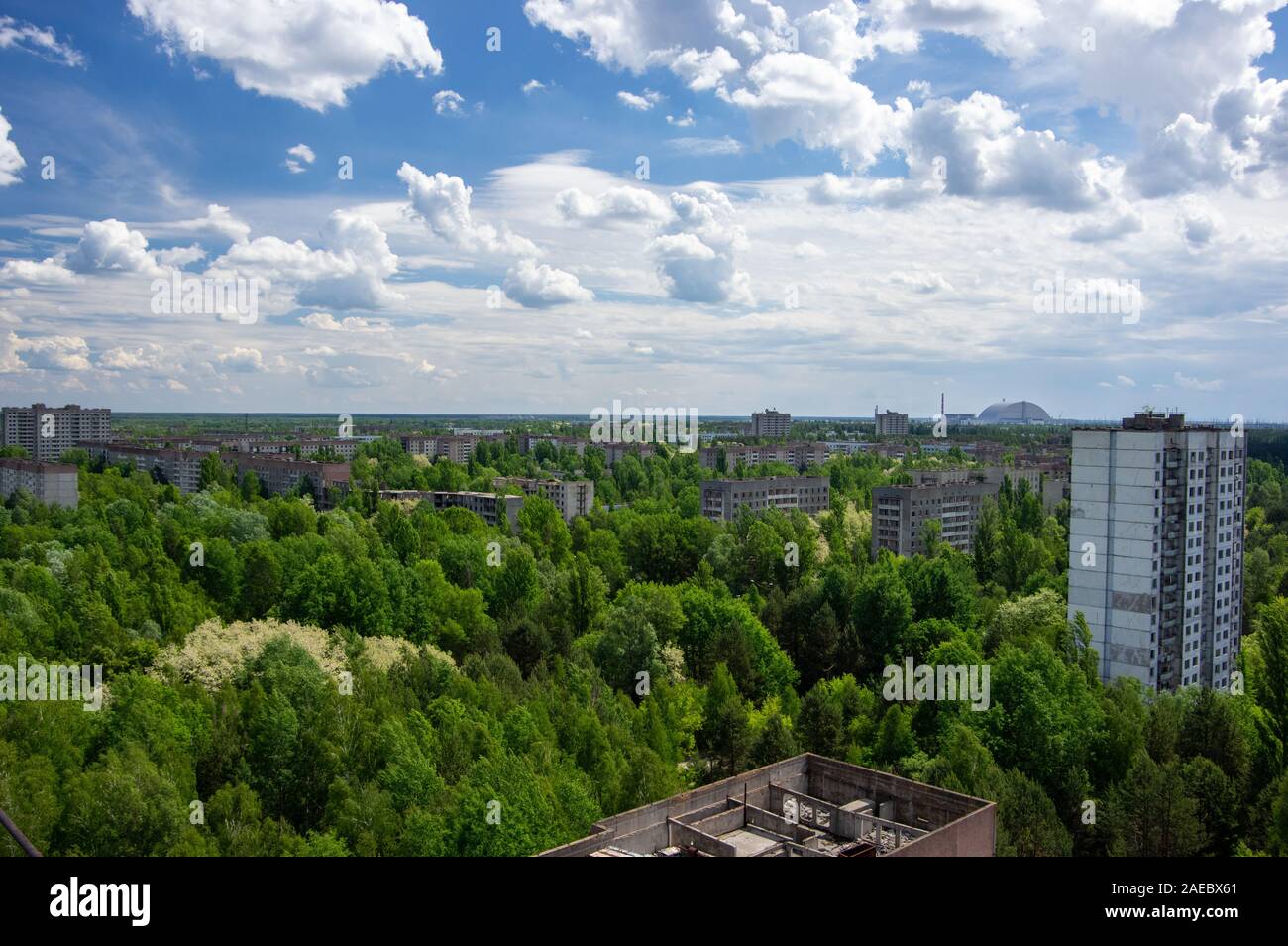 Chernobyl New Safe Confinement view from Pripyat Stock Photo