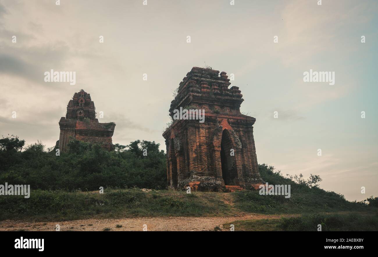 Cham temple tower (Thap Banh It) in Quy Nhon, Vietnam. Stock Photo