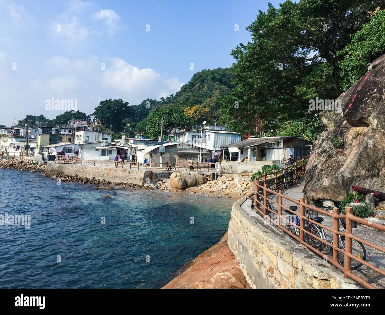 Hong Kong - Dec 28, 2014. Tai O fishing village in Hong Kong. The village in the Western coast of Lantau Island is a quaint and picturesque village. Stock Photo