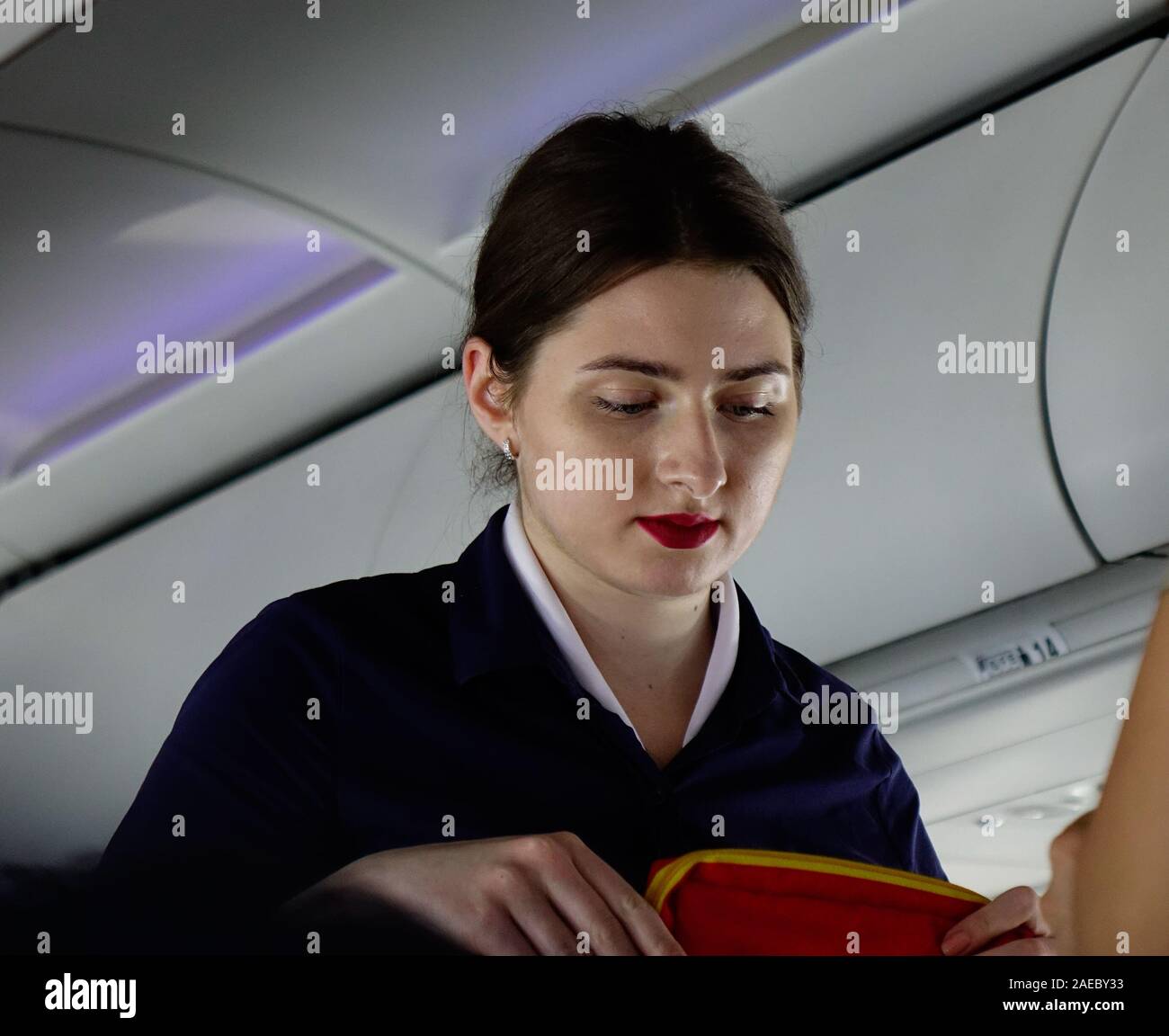 Saigon Vietnam May 22 2019 A Flight Attendant Smiling Inside