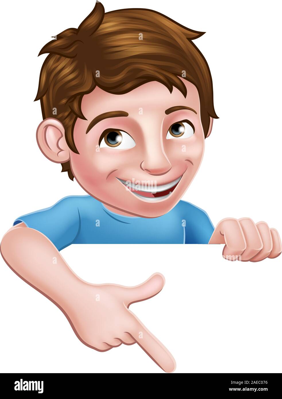 Boy Kid Cartoon Child Character Pointing At Sign Stock Vector Image 