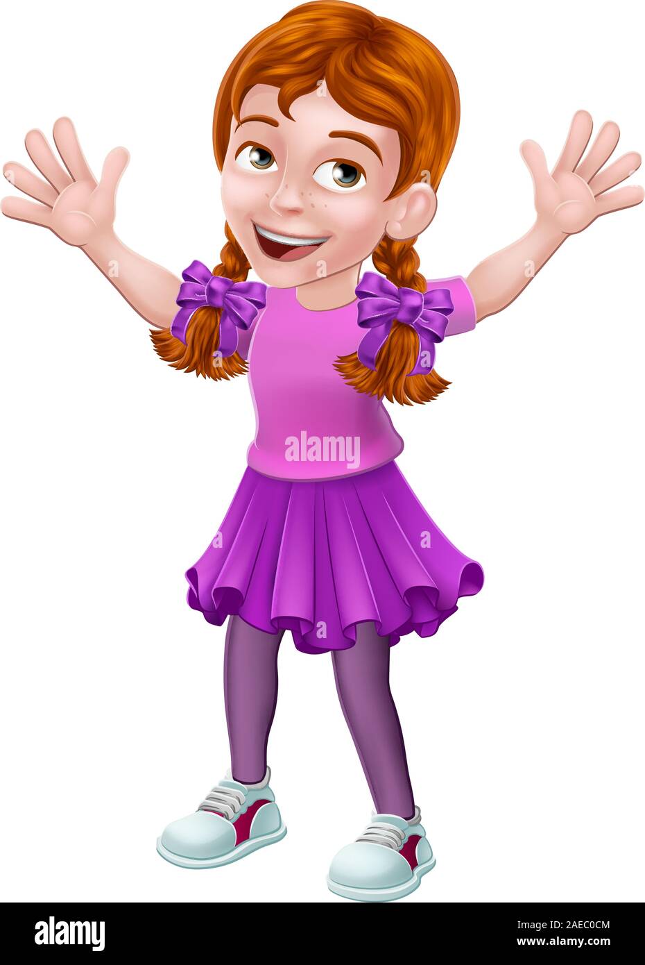 Girl Kid Cartoon Character Waving Stock Vector Image & Art - Alamy
