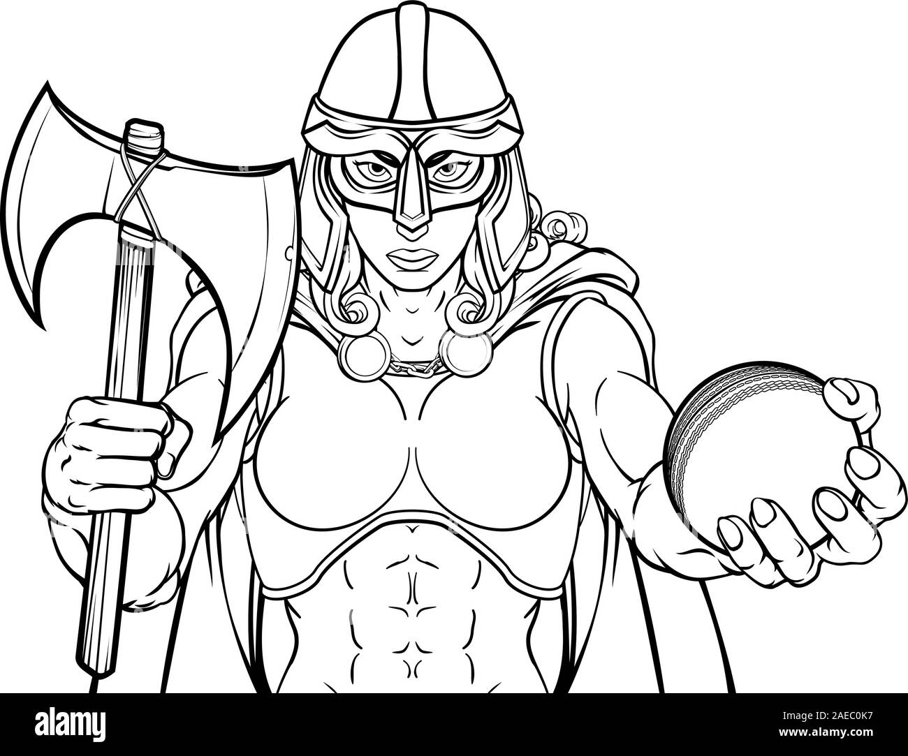 Viking Trojan Celtic Knight Cricket Warrior Woman Stock Vector