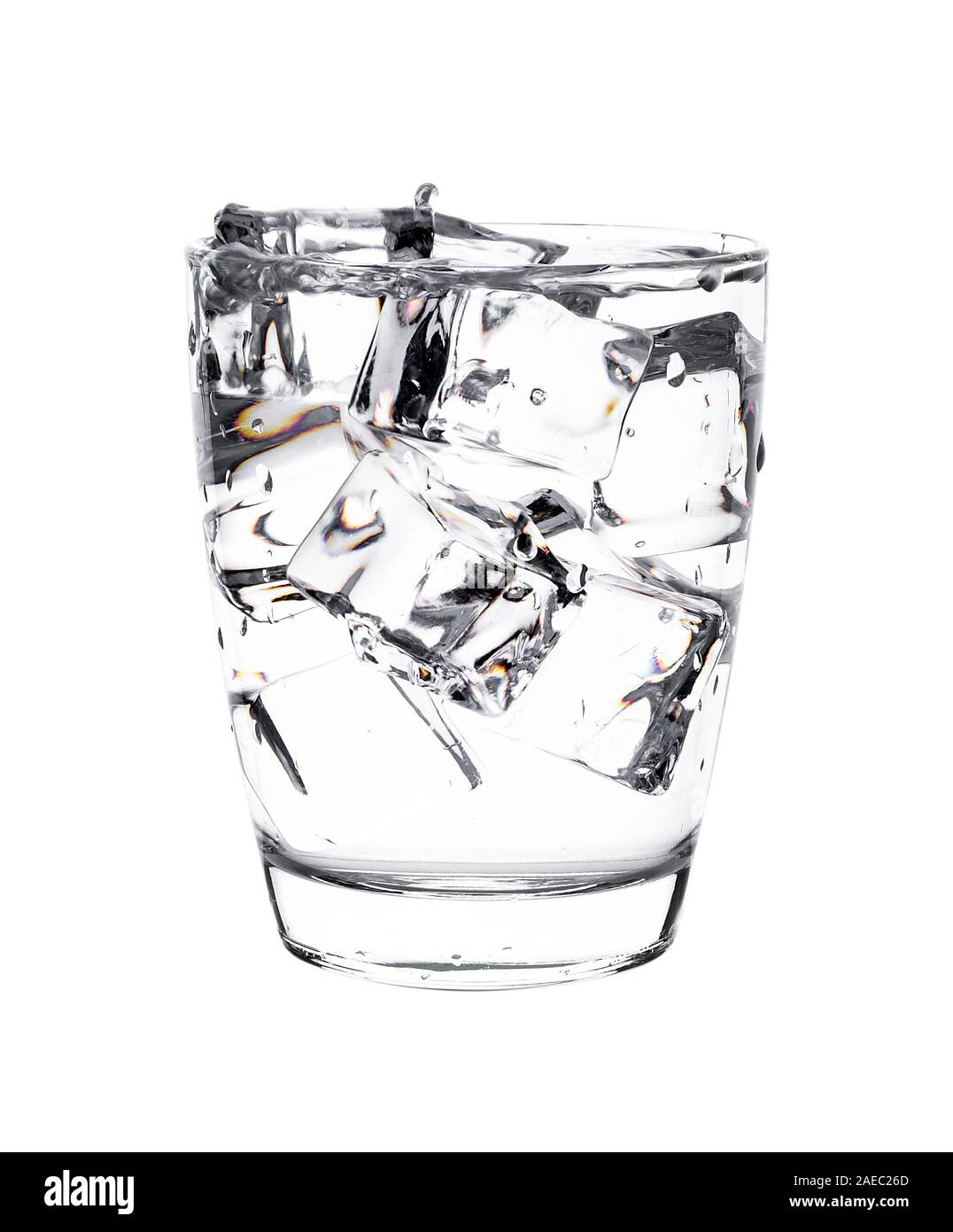Glass of water with ice cubes isolated on white background Stock Photo ...