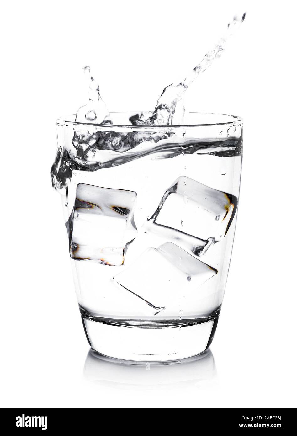 Glass of water with ice cubes isolated on white background Stock Photo ...