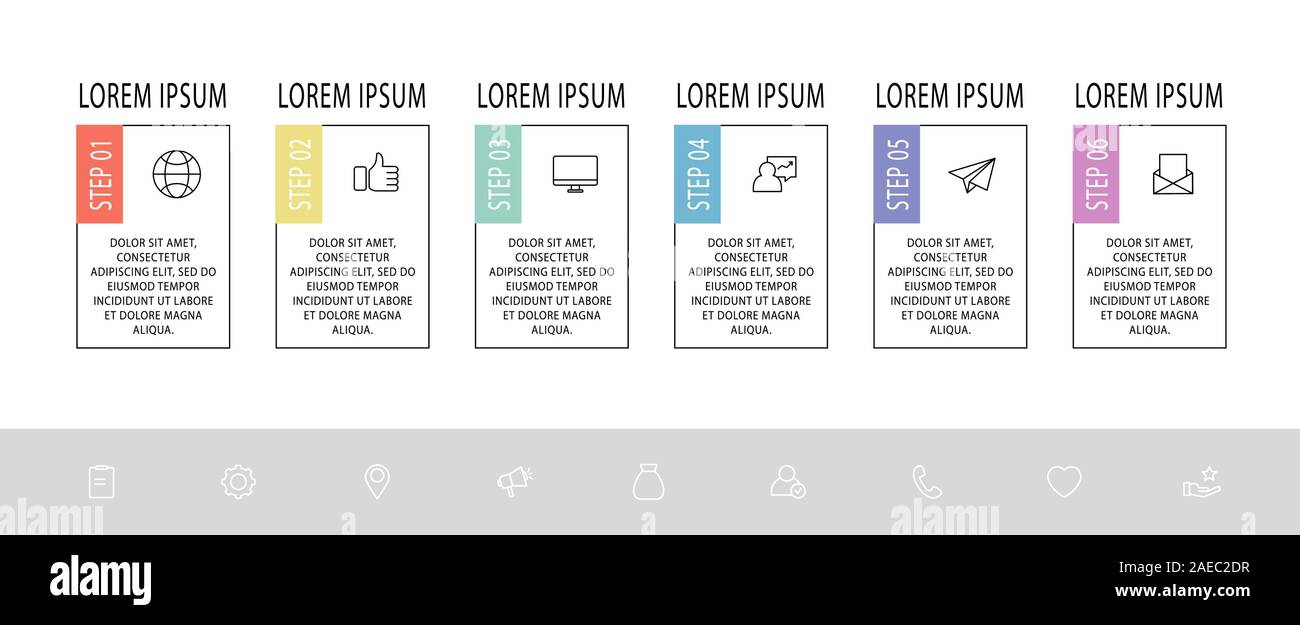 Vector infographic flat template. Rectangles for six diagrams, graph ...