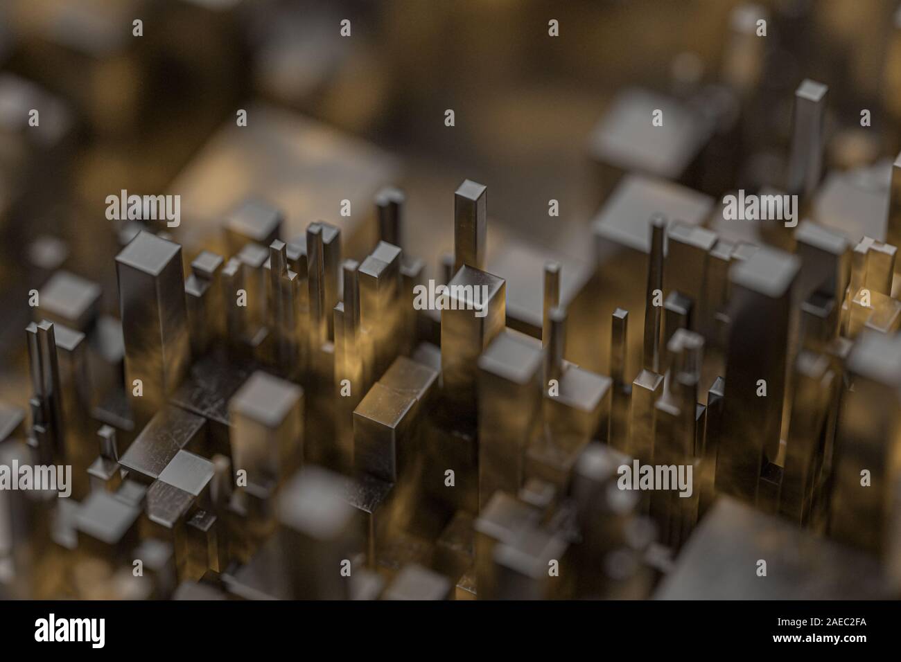 Randomly distributed cubes, Industrial background, 3d rendering ...