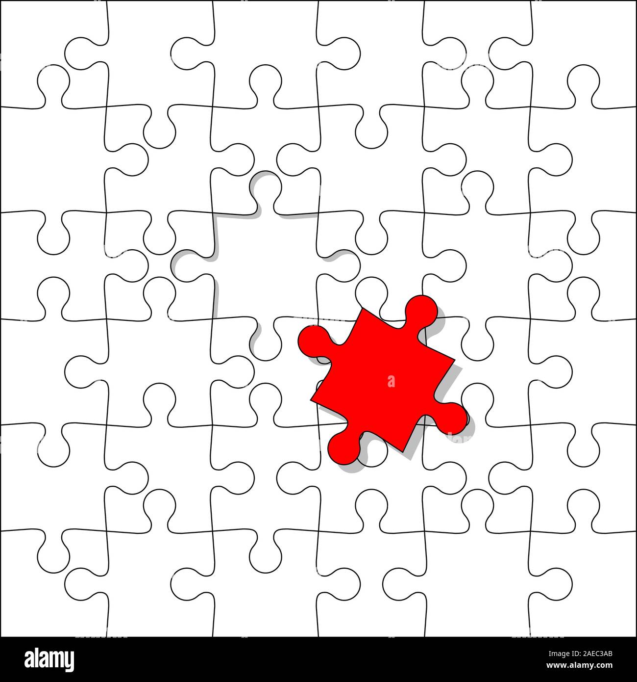 Background Vector Illustration jigsaw puzzle. Separately with one red. Stock Vector