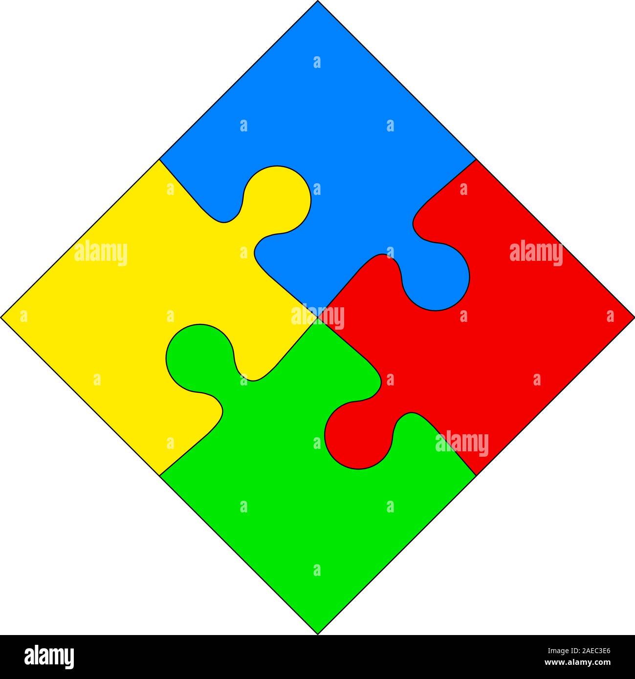 Four colored puzzle together. Vector illustration Stock Vector Image ...
