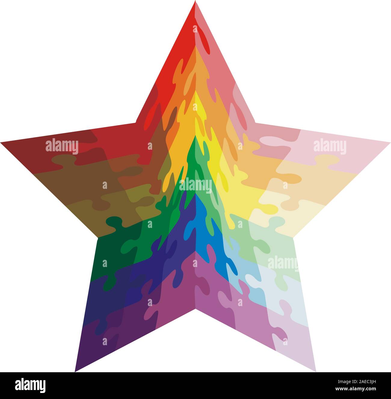 Jigsaw puzzle shape of a star shaped, colors rainbow. Vector ...