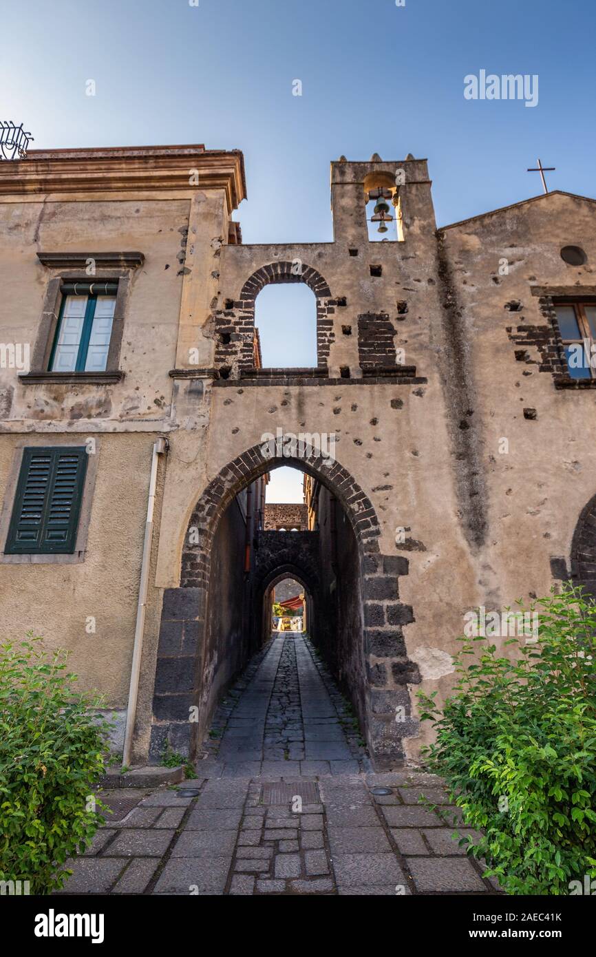 Arches at the old town of Randazzo Sicily, Italy Stock Photo Alamy
