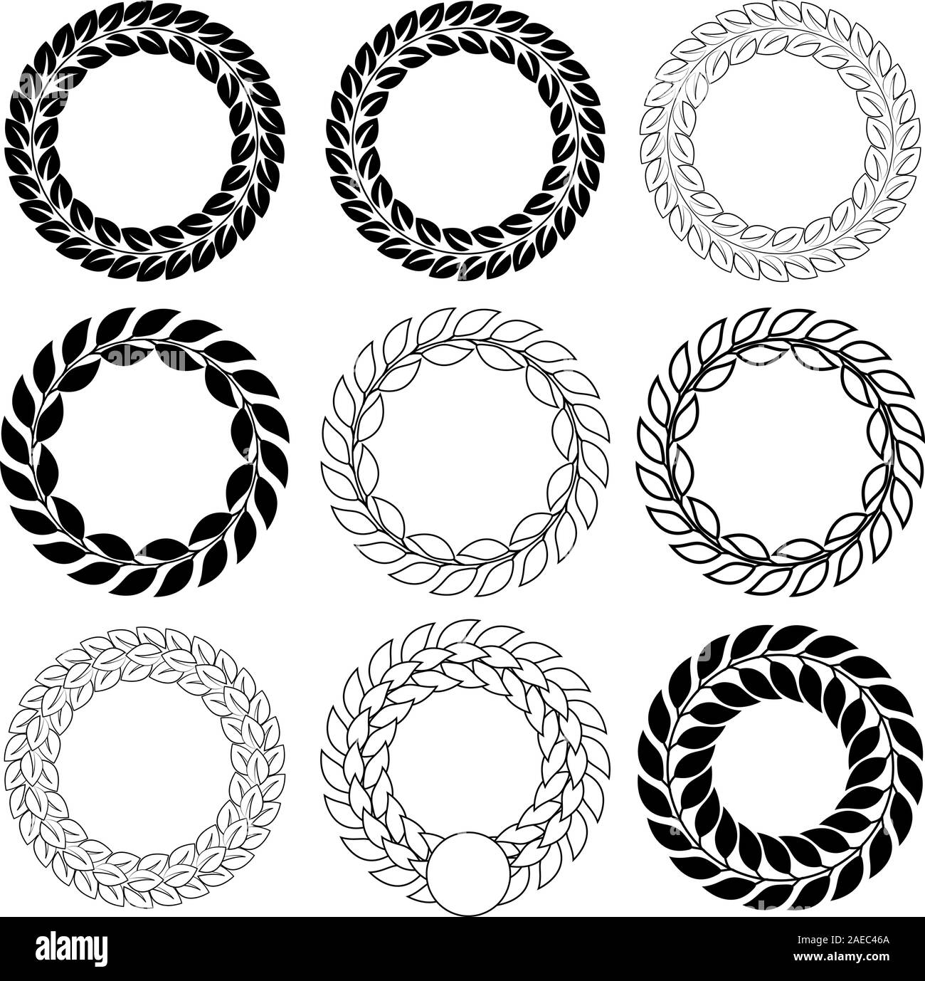 Set laurel wreath on the white background. Vector illustration Stock ...