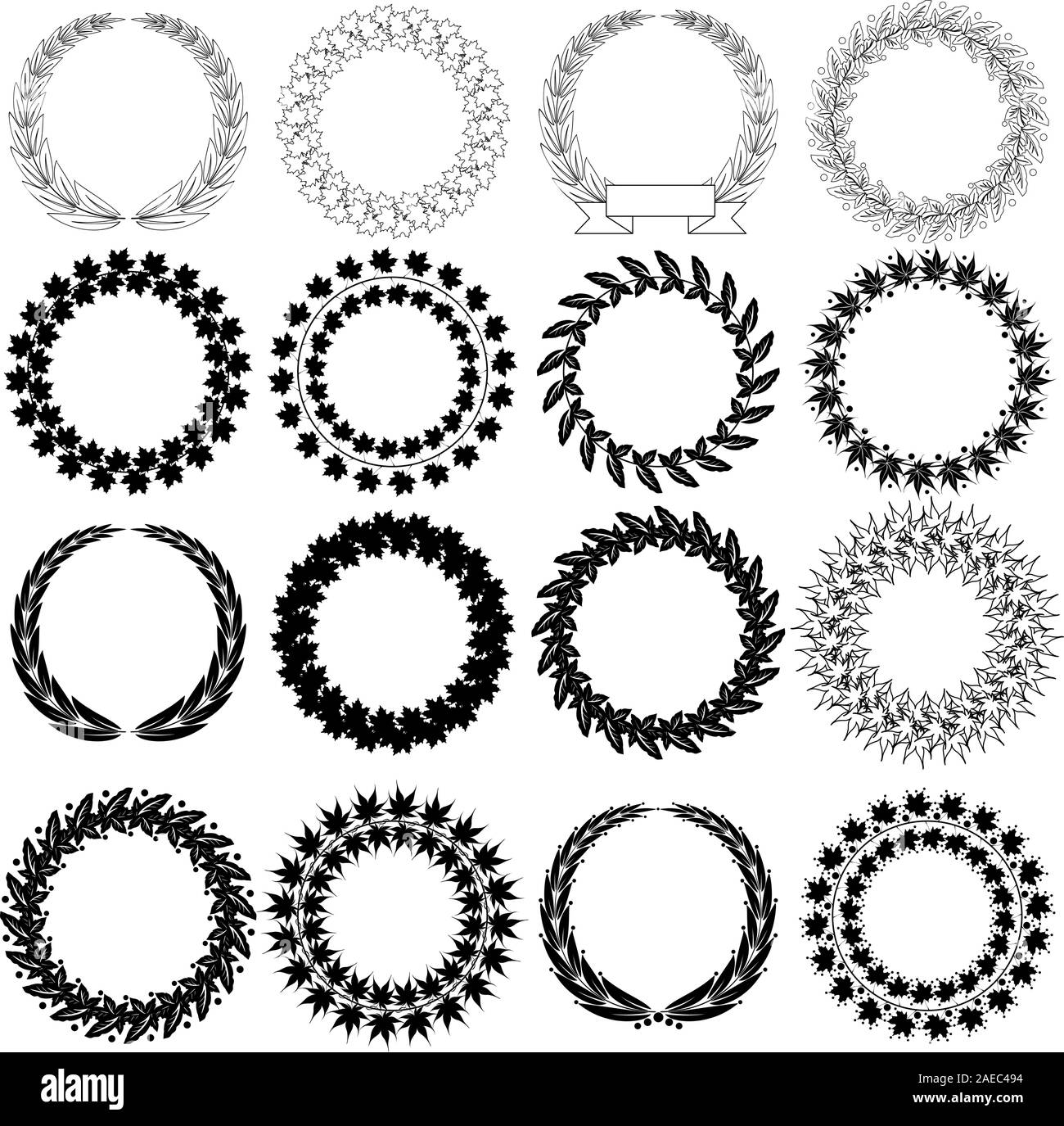 Set black laurel wreath on the white background. Vector illustration ...