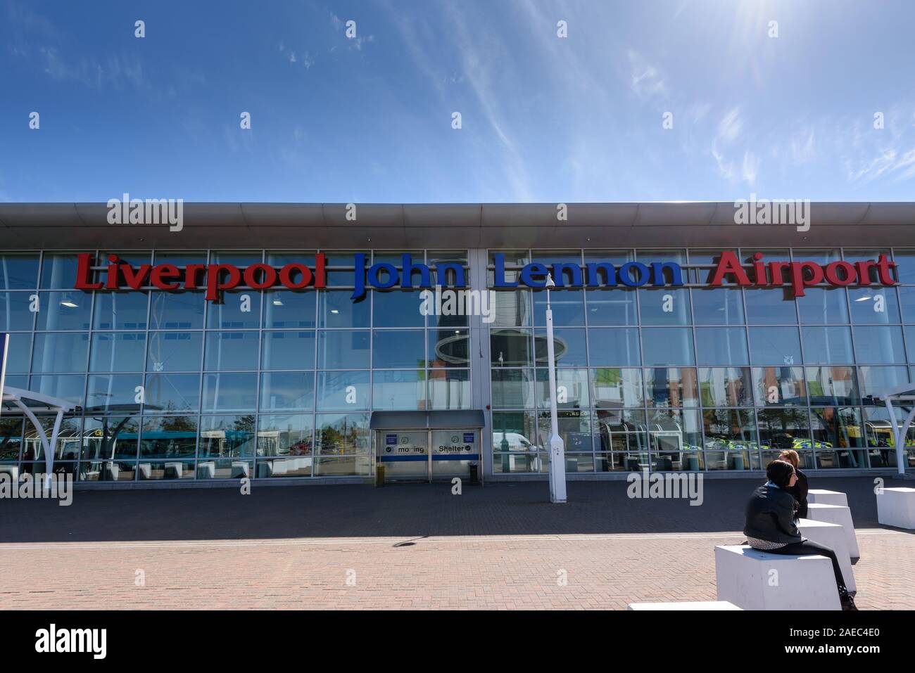 LIVERPOOL, ENGLAND - May 13, 2015: The main building of John Lennon airport of Liverpool city. Stock Photo