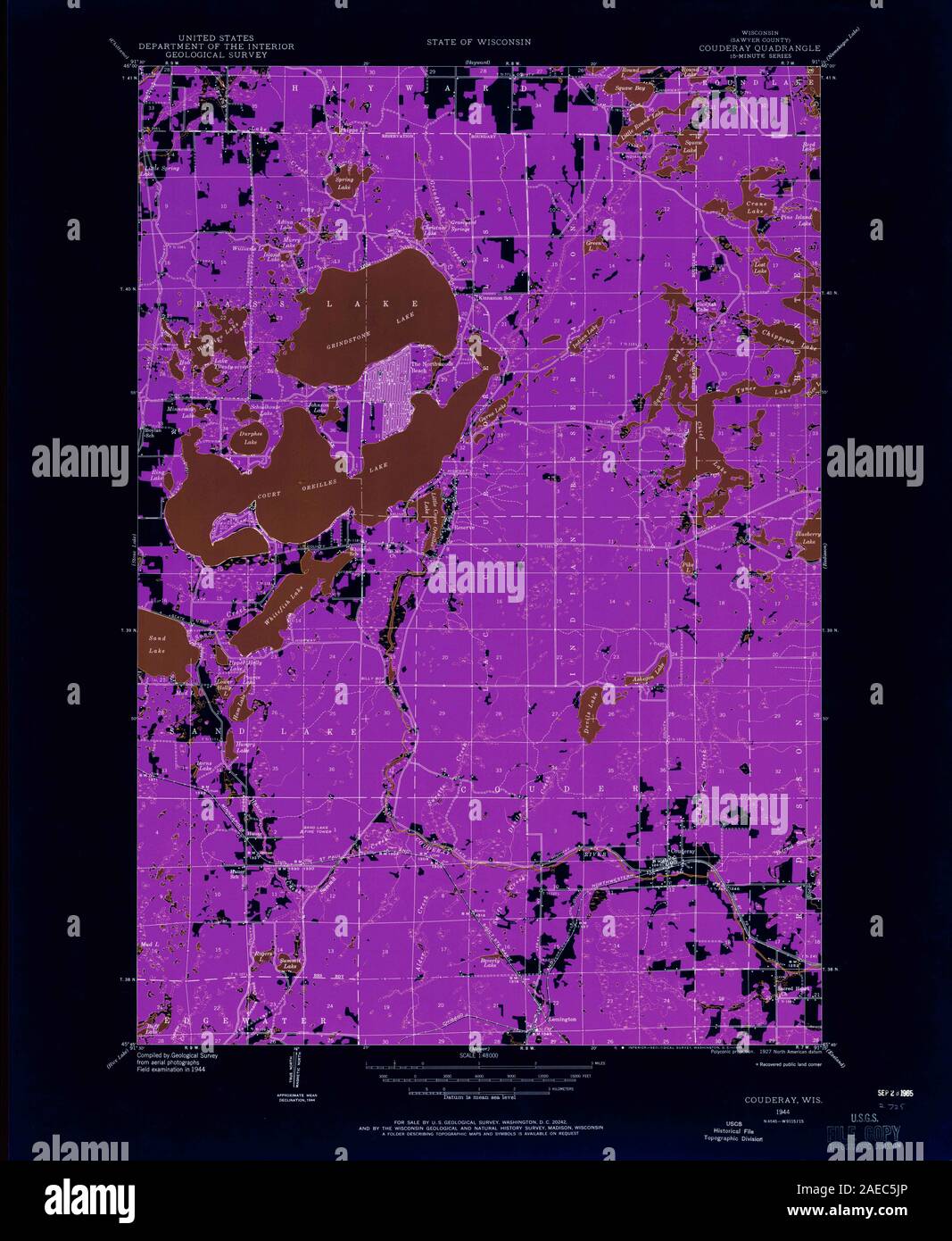 WI Couderay 801483 1944 48000 Inverted Restoration Stock Photo Alamy