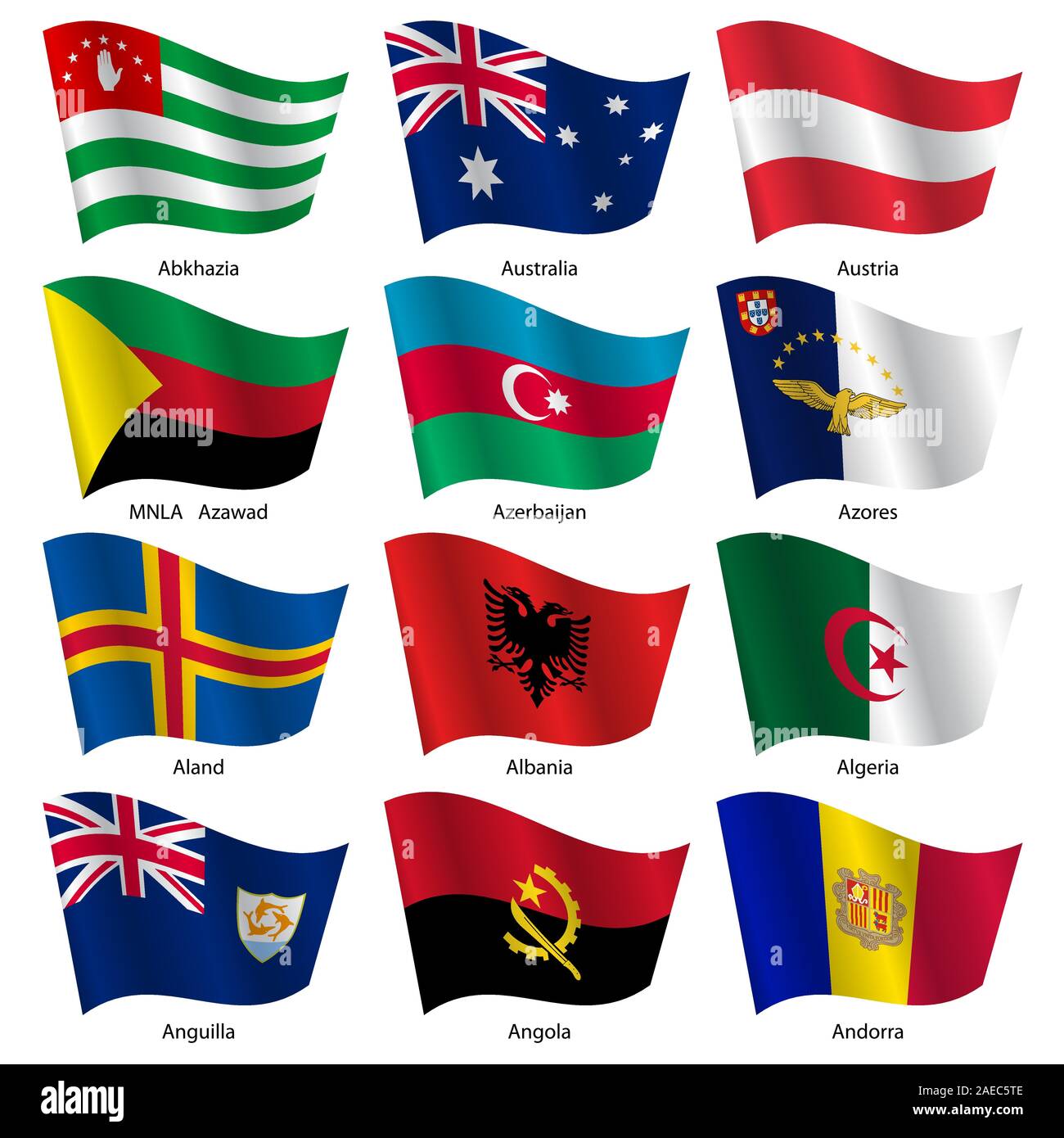 Set Flags Of World Sovereign States. Vector Illustration. Set Number 1 ...