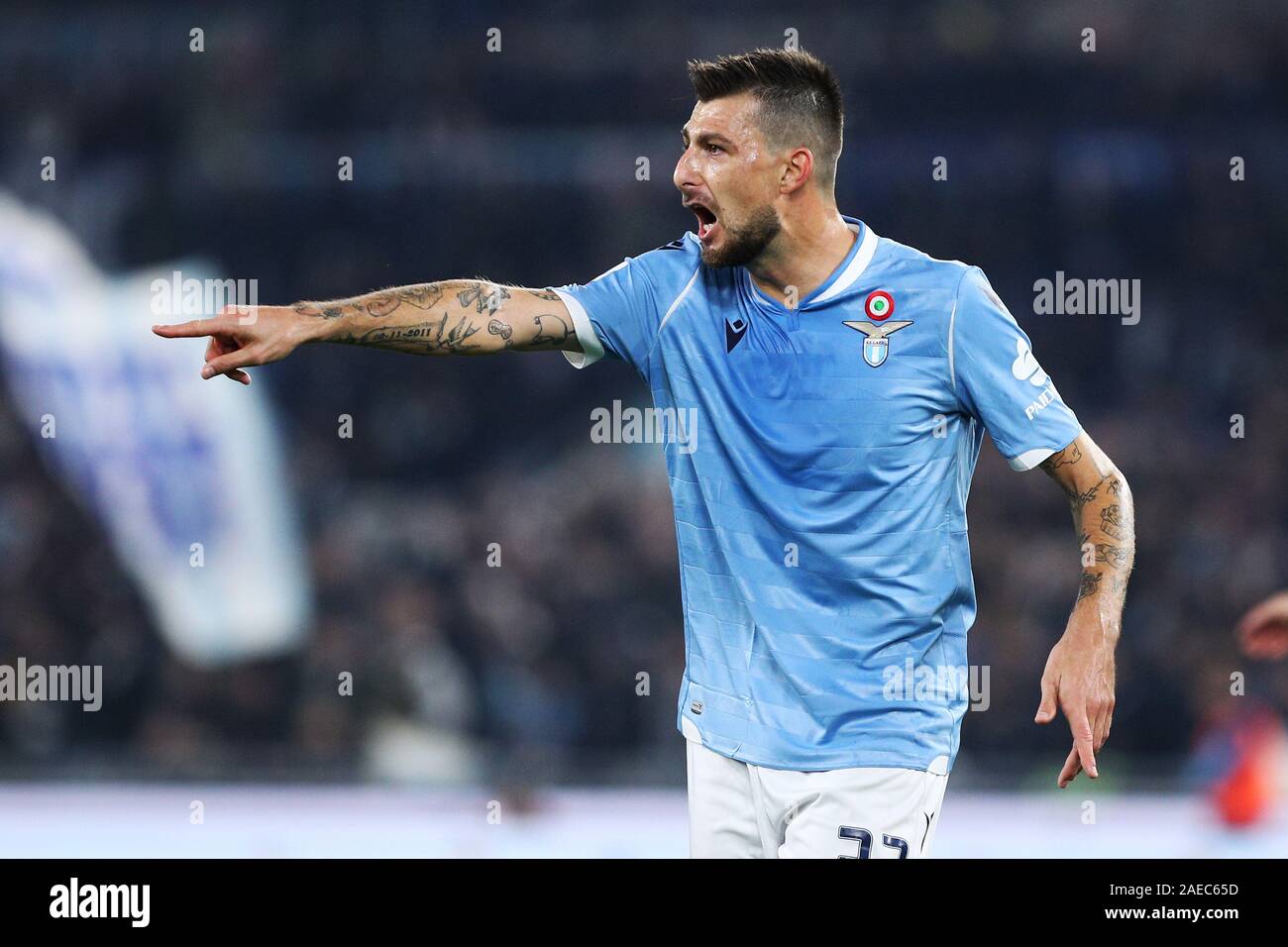 Francesco Acerbi of Lazio gestures during the Italian championship Serie A football match between SS Lazio and Juventus on December 7, 2019 at Stadio Olimpico in Rome, Italy - Photo Federico Proietti/ESPA-Images Stock Photo
