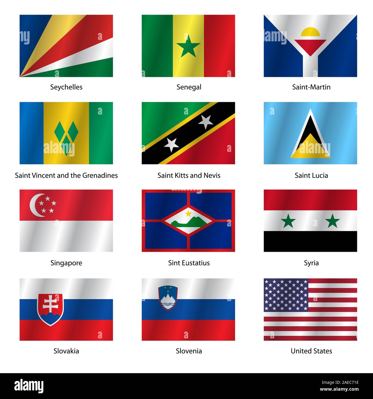 Set Flags of world sovereign states. Vector illustration. Set number 14 ...