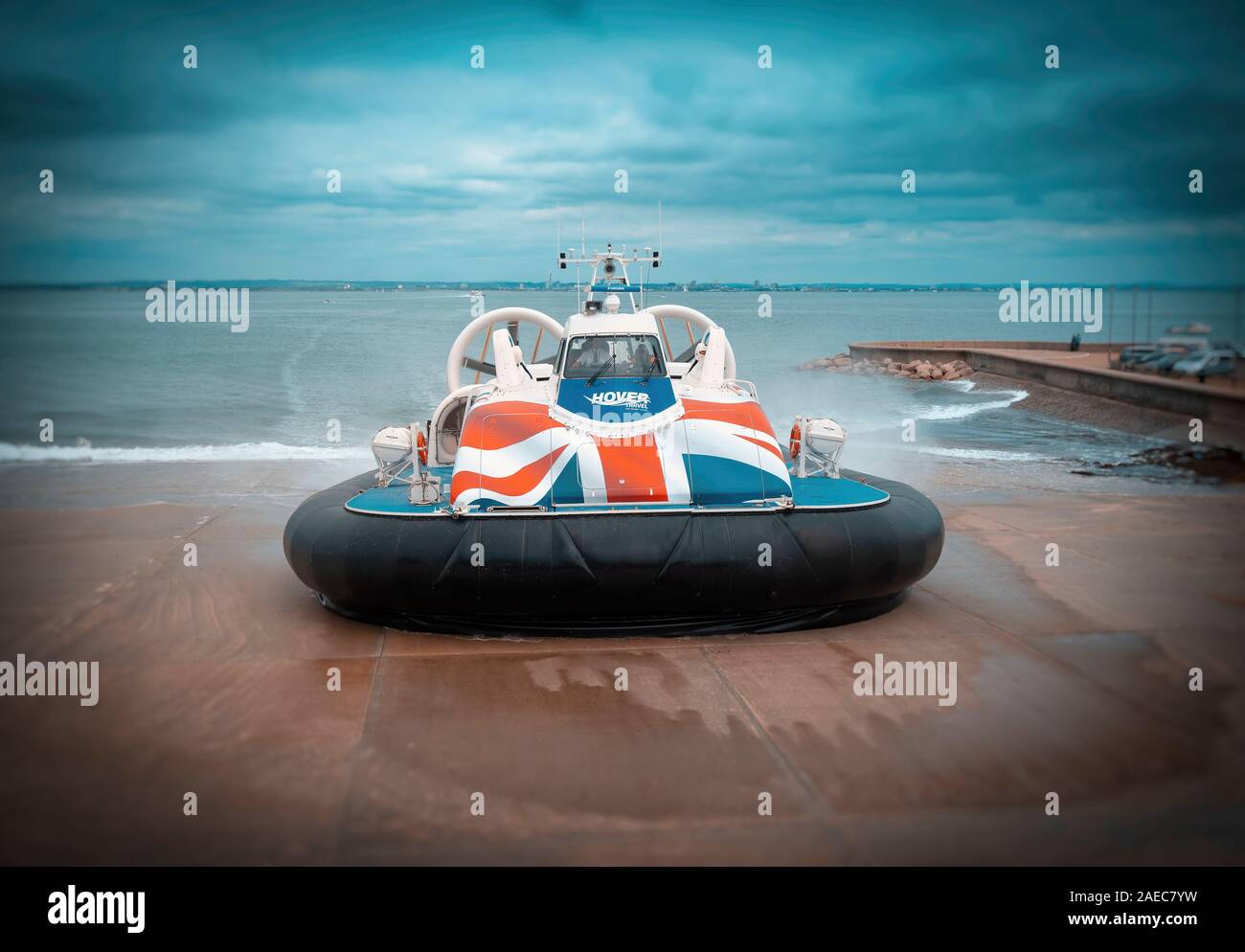 Hovertravel daily Hovercraft crossing to the Isle of Wight for Foot Passengers taking just 10 minutes to cross the solent since 1965 Stock Photo