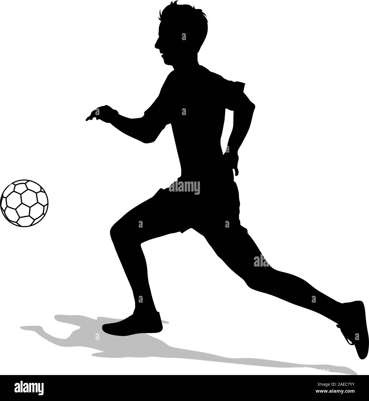 silhouettes of soccer players with the ball. Vector illustration Stock ...