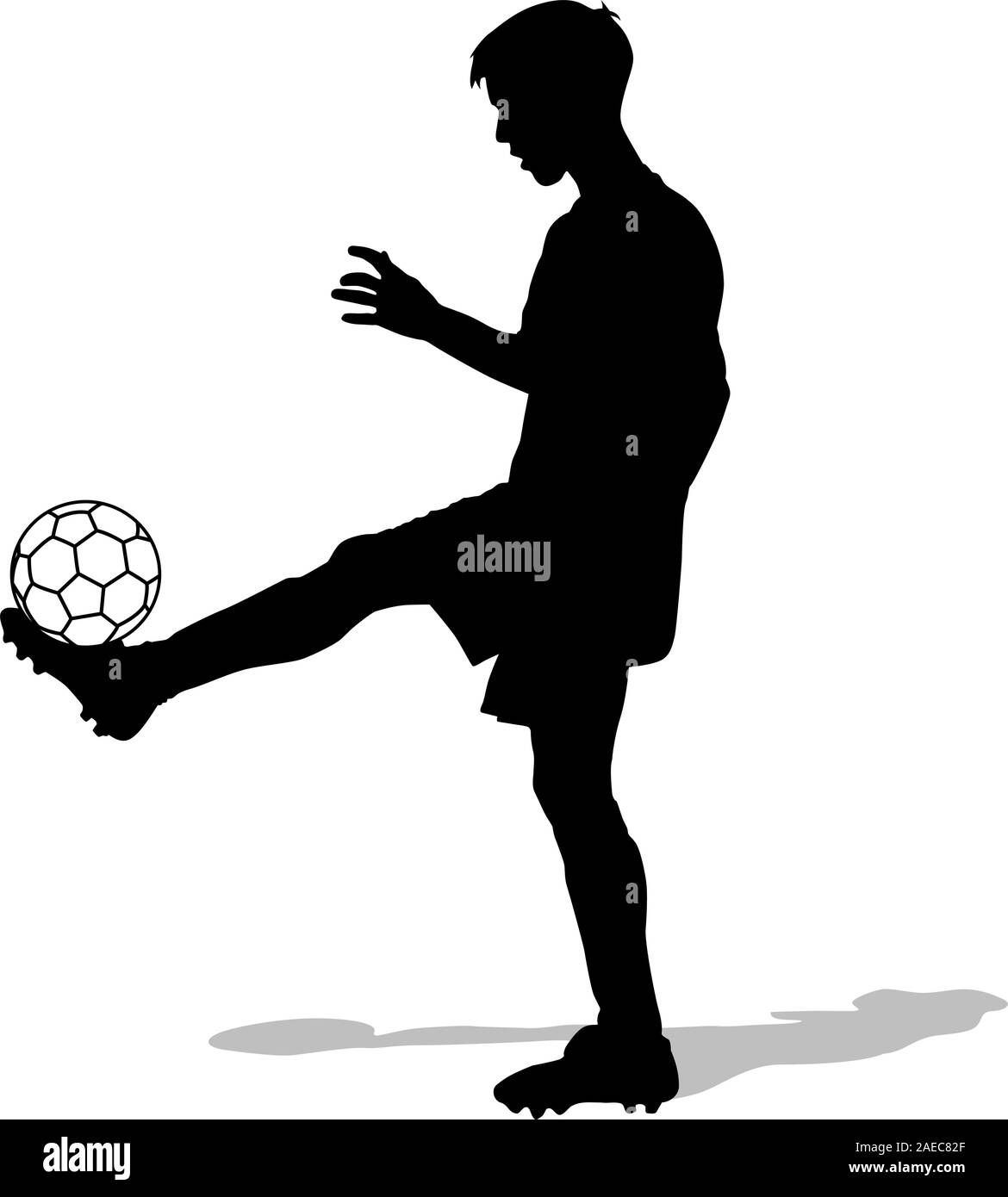 silhouettes of soccer players with the ball. Vector illustration Stock ...