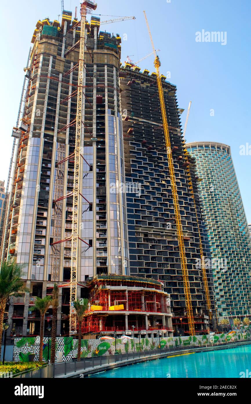 Dubai/UAE December 3, 2019 Under construction tall building