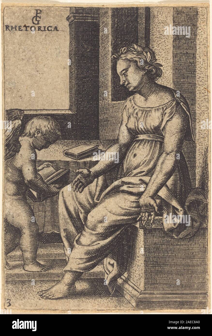 A painting by Georg Pencz depicting the concept of rhetoric, showing a ...