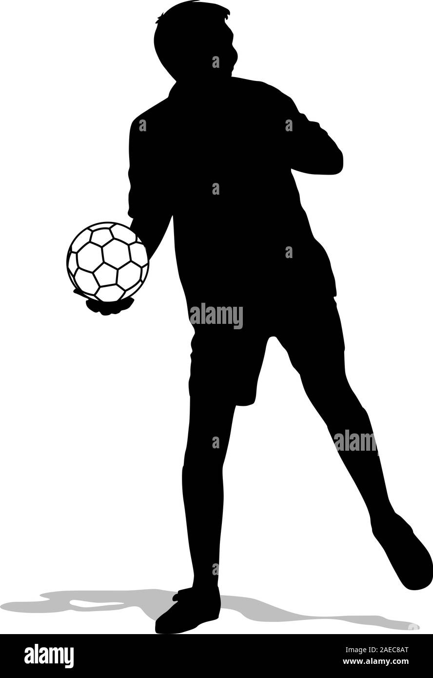 silhouettes of soccer players with the ball. Vector illustration Stock ...