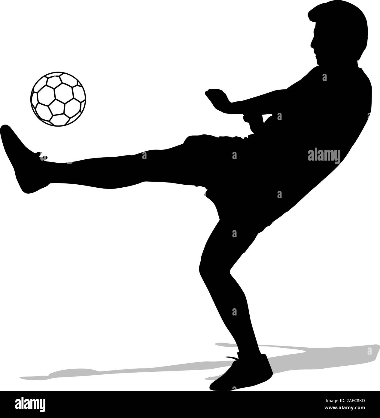 silhouettes of soccer players with the ball. Vector illustration Stock ...