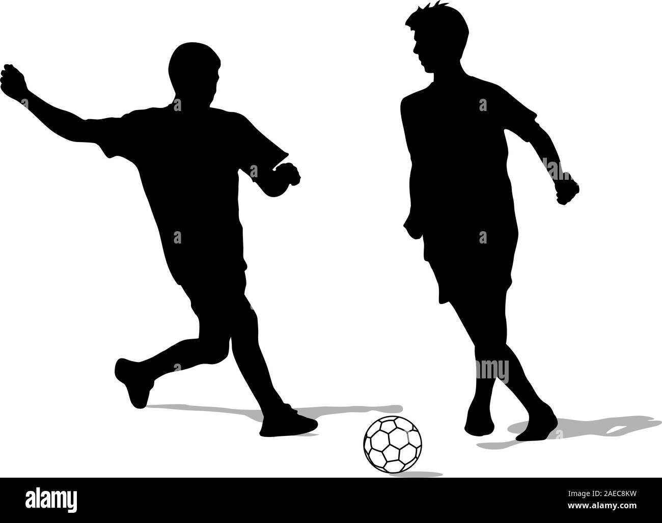 silhouettes of soccer players with the ball. Vector illustration Stock ...