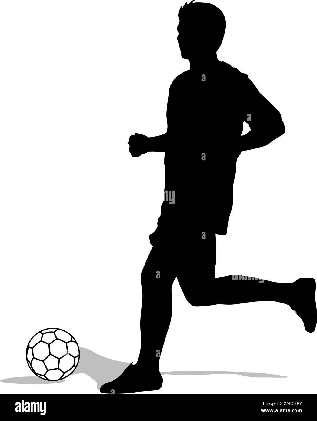 silhouettes of soccer players with the ball. Vector illustration Stock ...