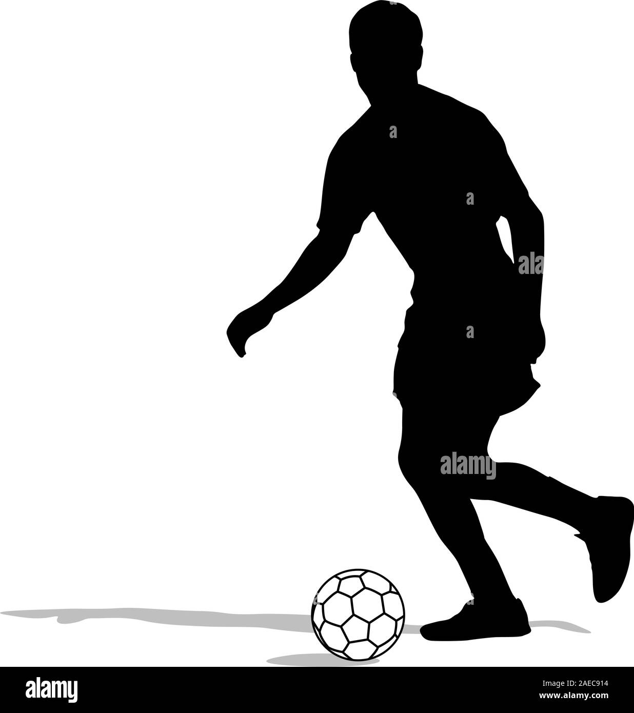 silhouettes of soccer players with the ball. Vector illustration Stock ...
