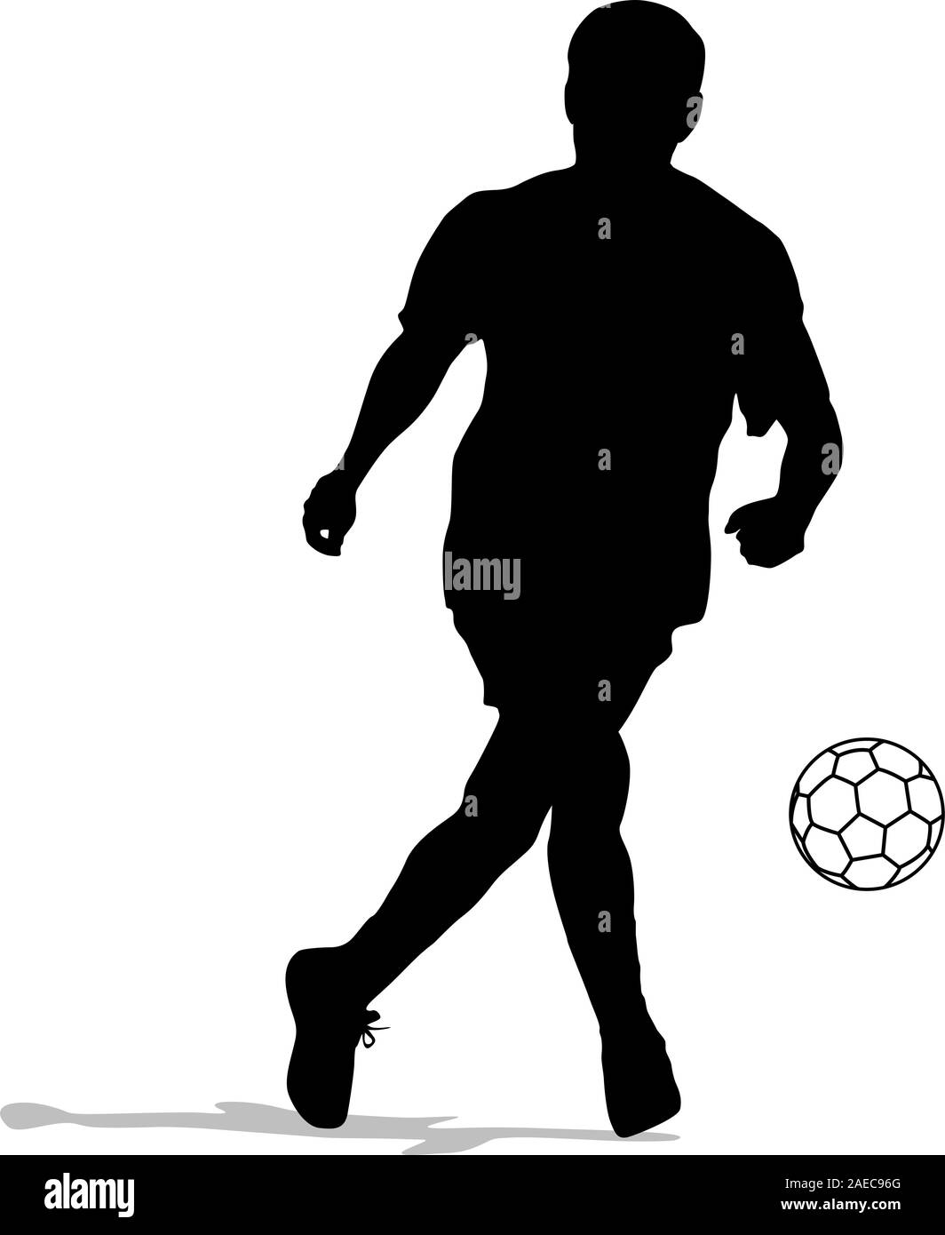 silhouettes of soccer players with the ball. Vector illustration Stock ...